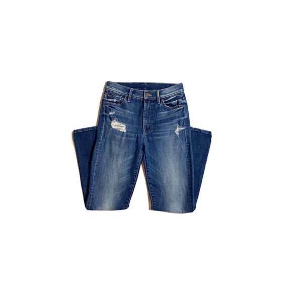 MOTHER Denim - Mother Jeans Rare Sample 2016 Insider Crop Denim Stretch Size 26 Ripped Ankle